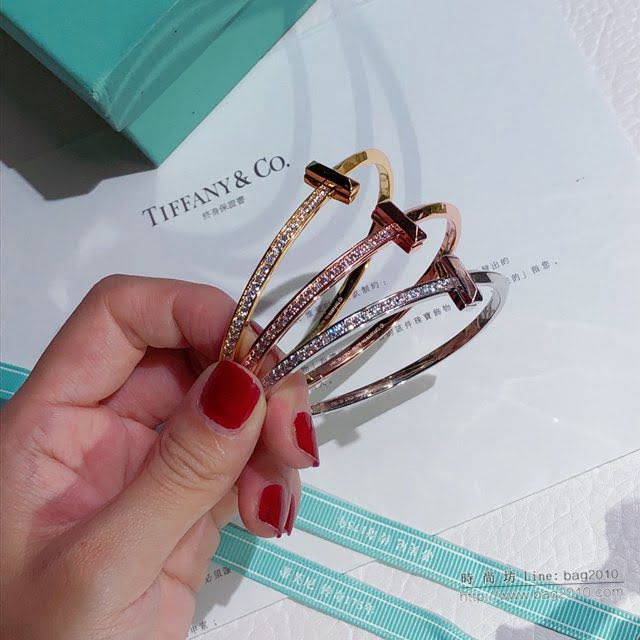 Tiffany飾品 蒂芙尼女士專櫃爆款T1細版半鑽手鐲  zgt1775